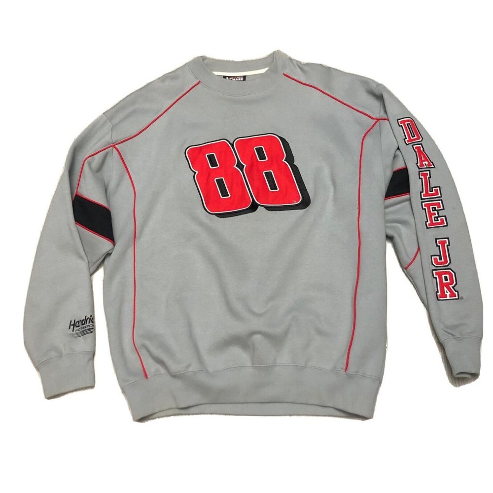 NASCAR Chase Authentics Dale Earnhardt Jr #88 Gray Sweatshirt Size Large